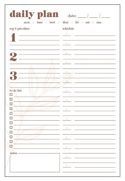 Daily Plan Notepad – OLLIIE